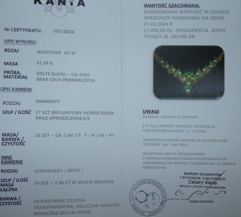 Naszyjnik 3,9ct + 1,04ct Naszyjnik 3,9ct + 1,04ct