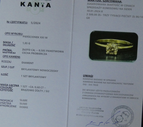 Pierścionek 0,68ct Pierścionek 0,68ct