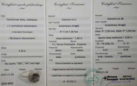 Pierścionek 1,50ct + 0,20ct Pierścionek 1,50ct + 0,20ct