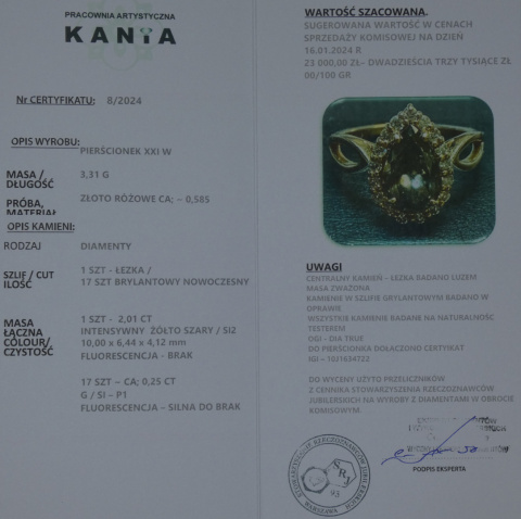Pierścionek 2,01ct + 0,25ct Pierścionek 2,01ct + 0,25ct