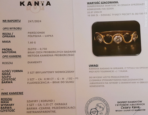 Półobrączka 1,35ct + 0,90ct