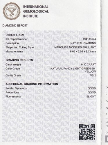 Żółty diament 0,30ct / IGI Żółty diament 0,30ct / IGI