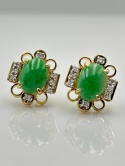 Kolczyki jadeity z diamentami 0,16ct