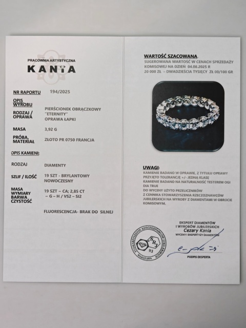 Obrączka 2,85ct Obrączka 2,85ct