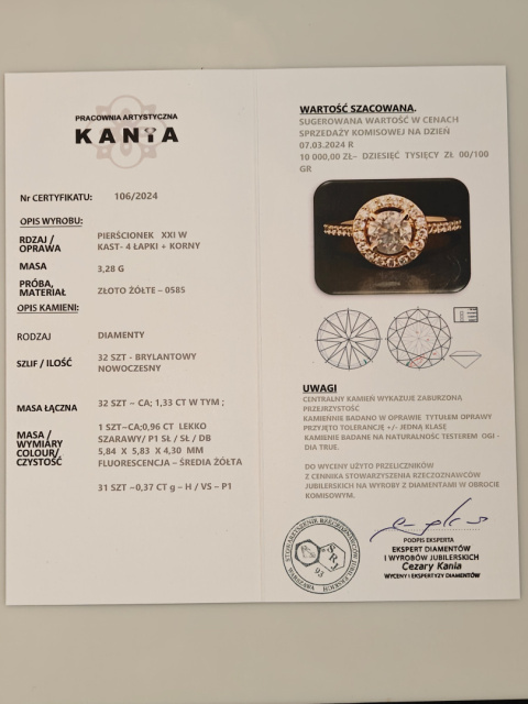 Pierścionek 0,94ct + 0,37ct