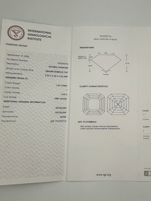 Pierścionek 1,02ct I/VVS2