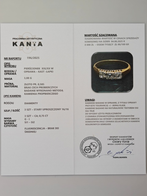 Pierścionek z diamentami 0,75ct