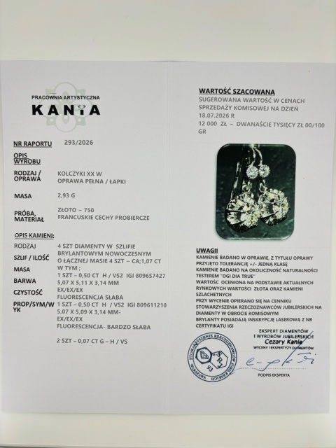 Kolczyki 1,07ct