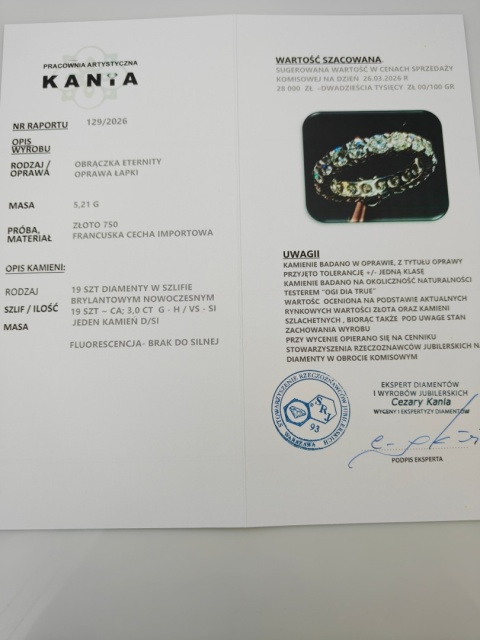 Obrączka / Eternity 3,0ct