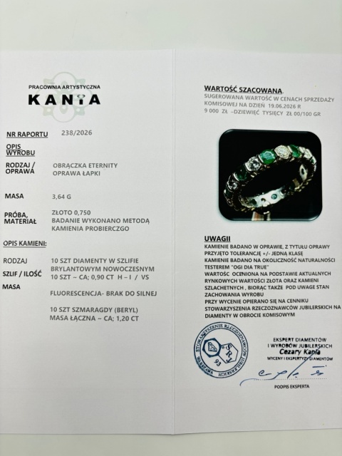 Obrączka / Eternity 0,9ct + 1,2ct