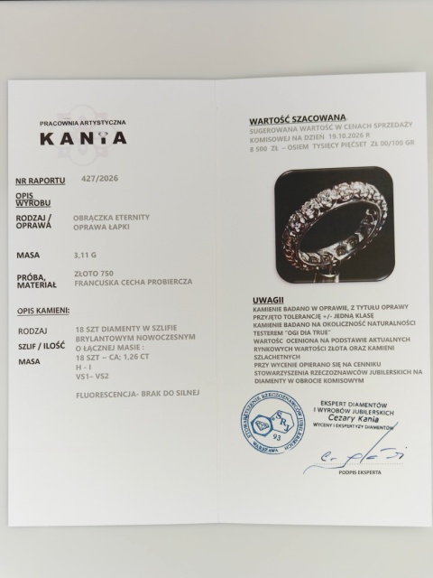 Obrączka / Eternity 1,26ct