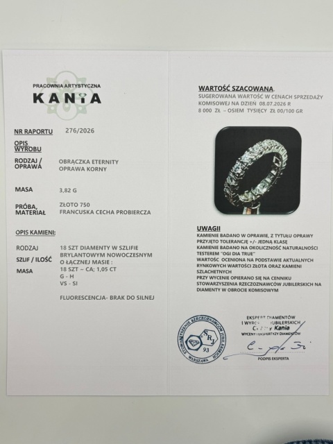 Obrączka / Eternity 1,05ct