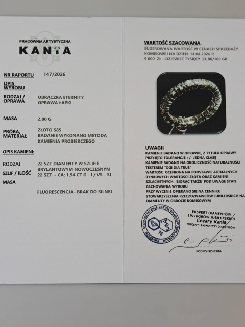 Obrączka / Eternity 1,54ct