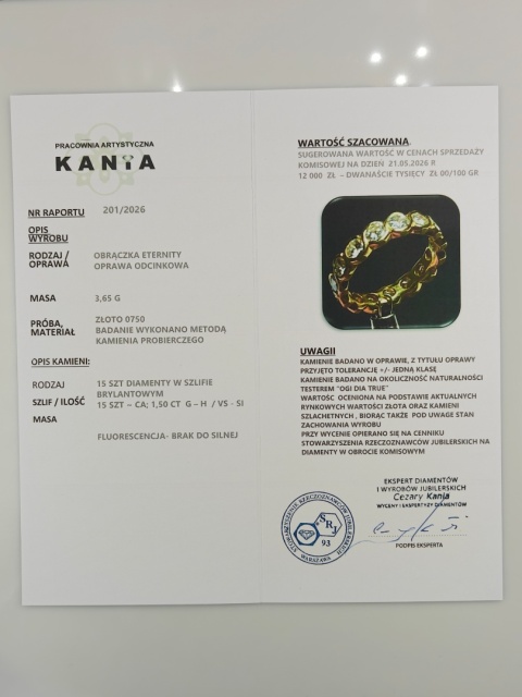 Obrączka / Eternity 1,5ct