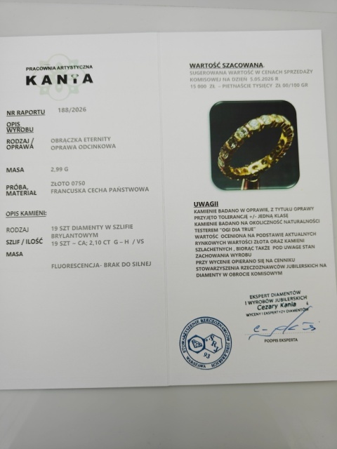 Obrączka / Eternity 2.1ct