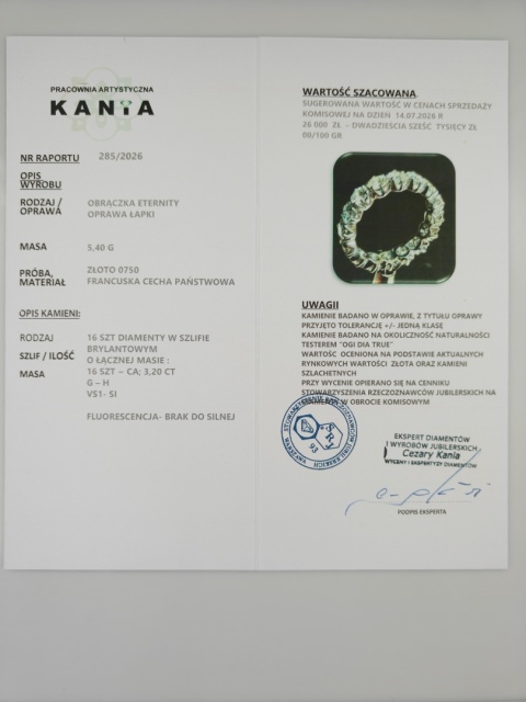 Obrączka / Eternity 3,2ct