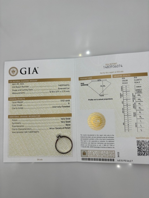 Pierścionek 0,52ct G/IF
