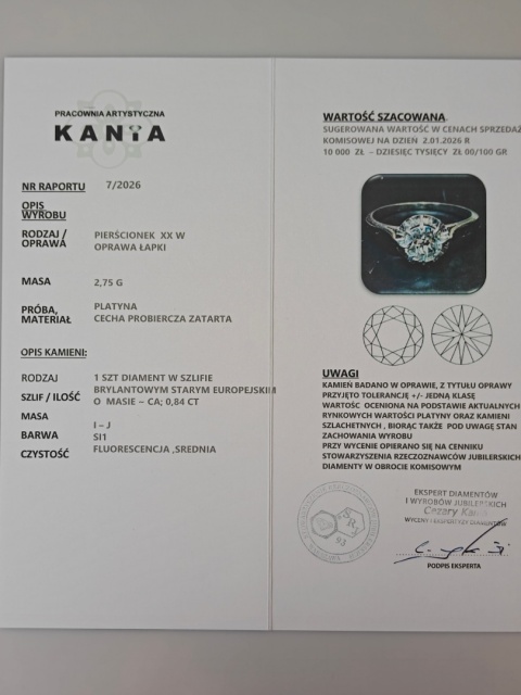 Pierścionek 0,84ct